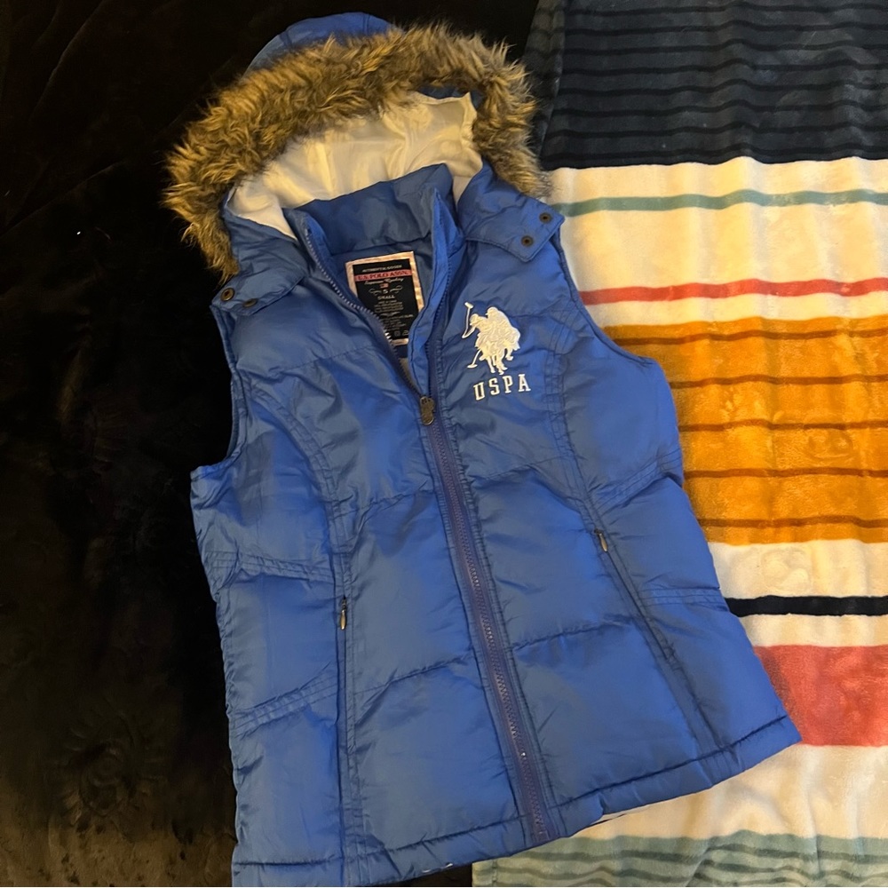 US polo blue puffer vest